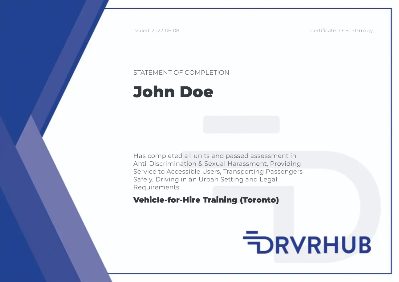 Driving Training Certificate